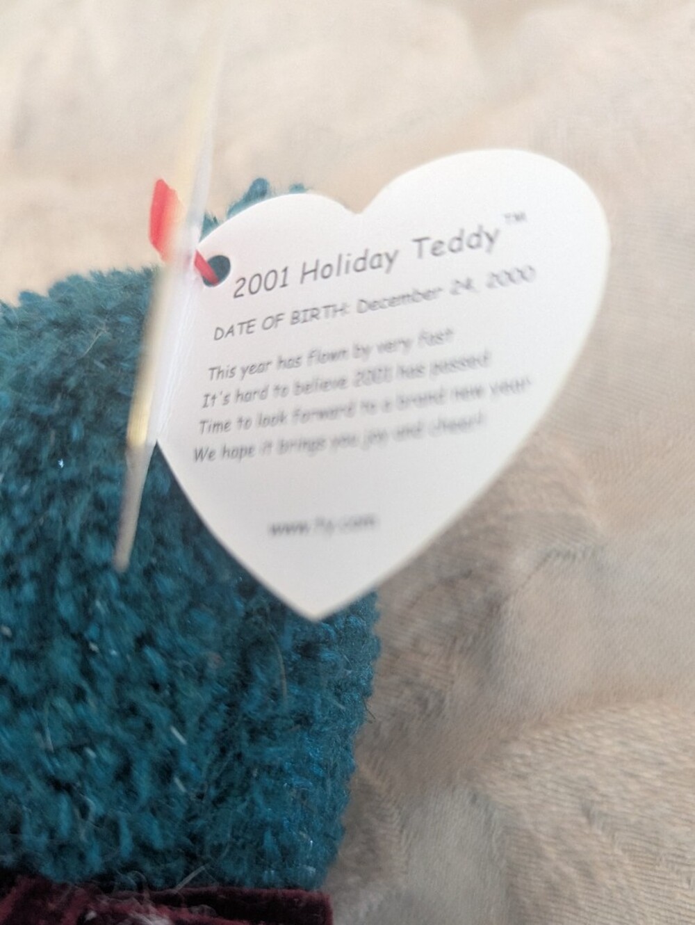 Ty Beanie Baby 2001 Holiday Teddy - Green Sparkle Christmas Bear Retired - Picture 9 of 9